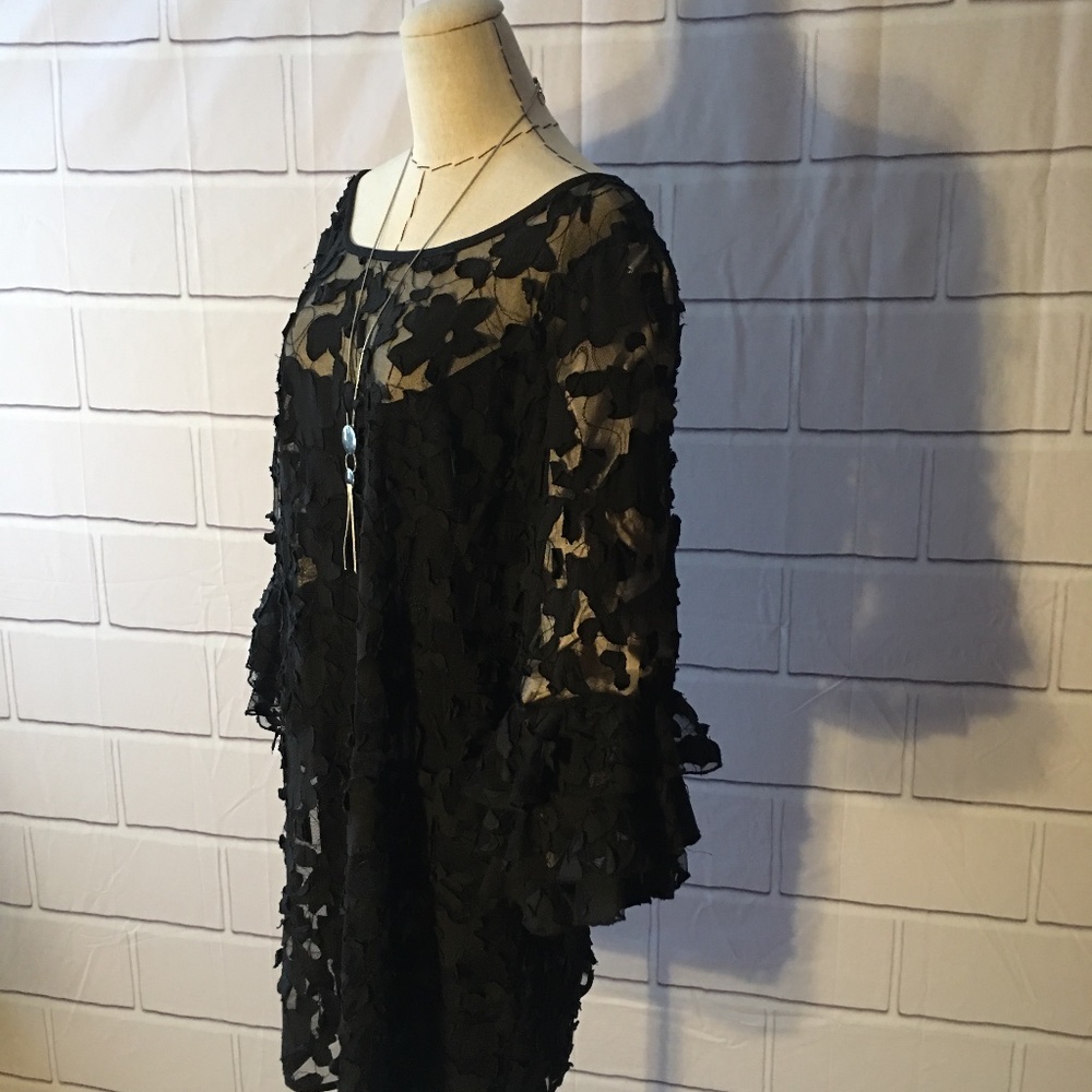 Black Lace Ruffle Cocktail Evening Dress Size 12